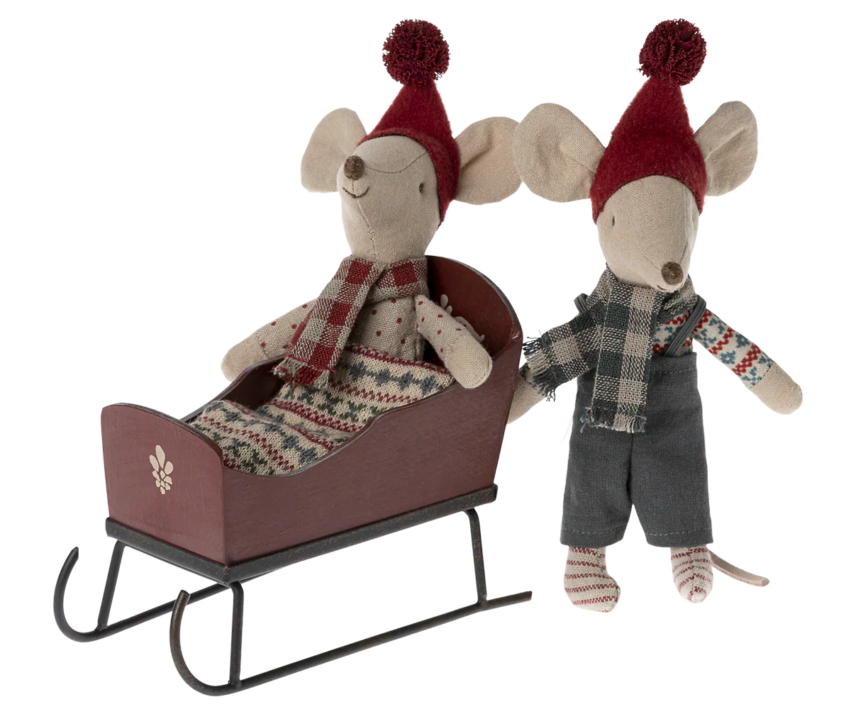 Maileg Sleigh, Mouse - Red