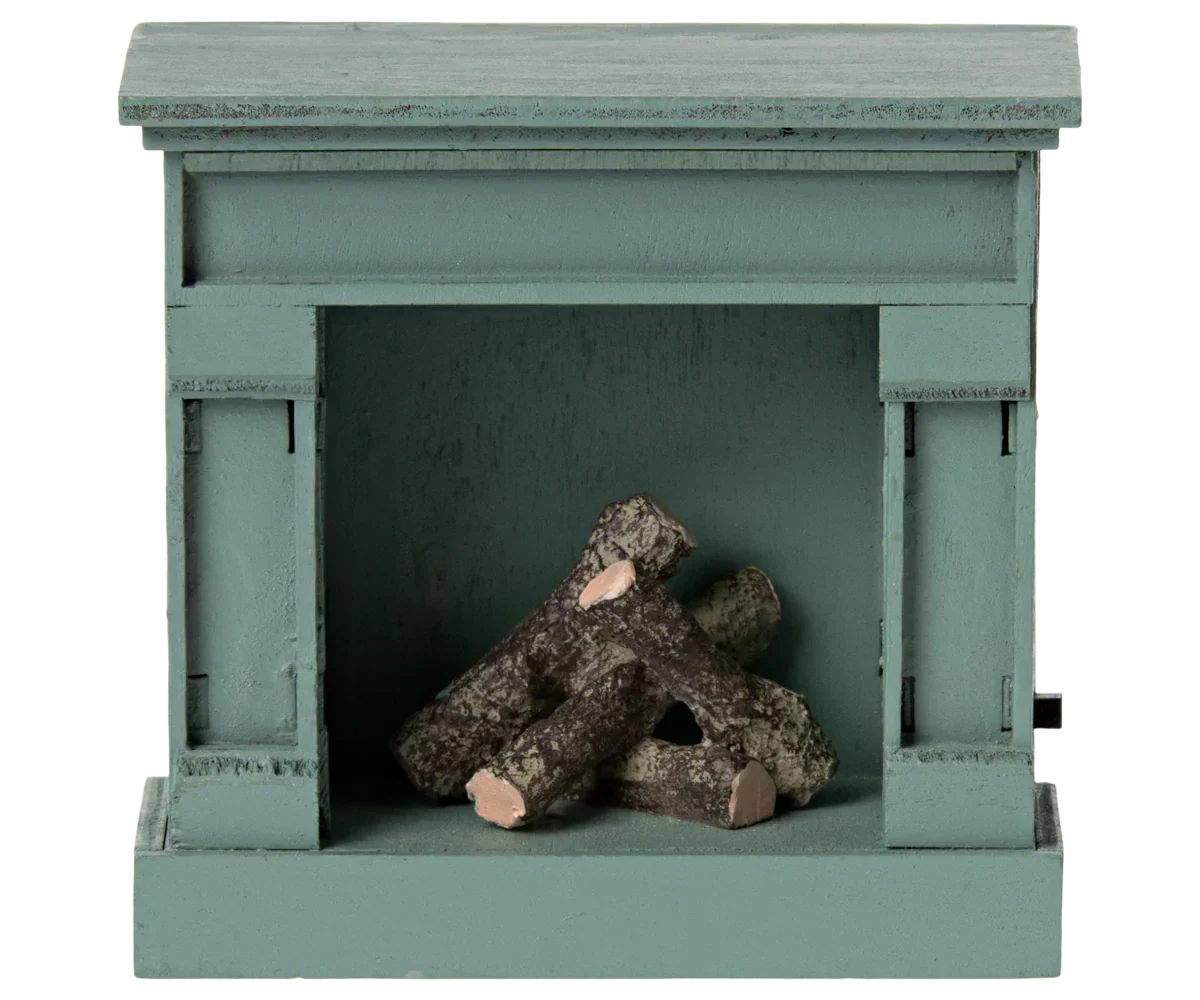 Maileg Fireplace, Mouse - Blue