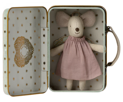 Maileg Angel Mouse in Suitcase