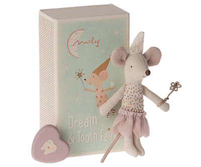 Maileg Tooth Fairy Mouse, Little Sister In Matchbox