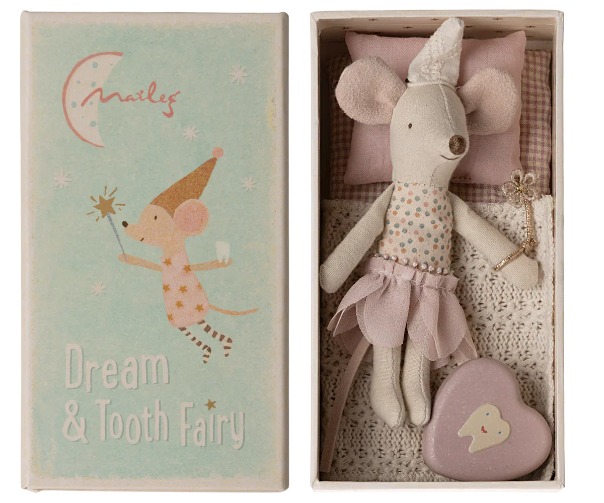 Maileg Tooth Fairy Mouse, Little Sister In Matchbox