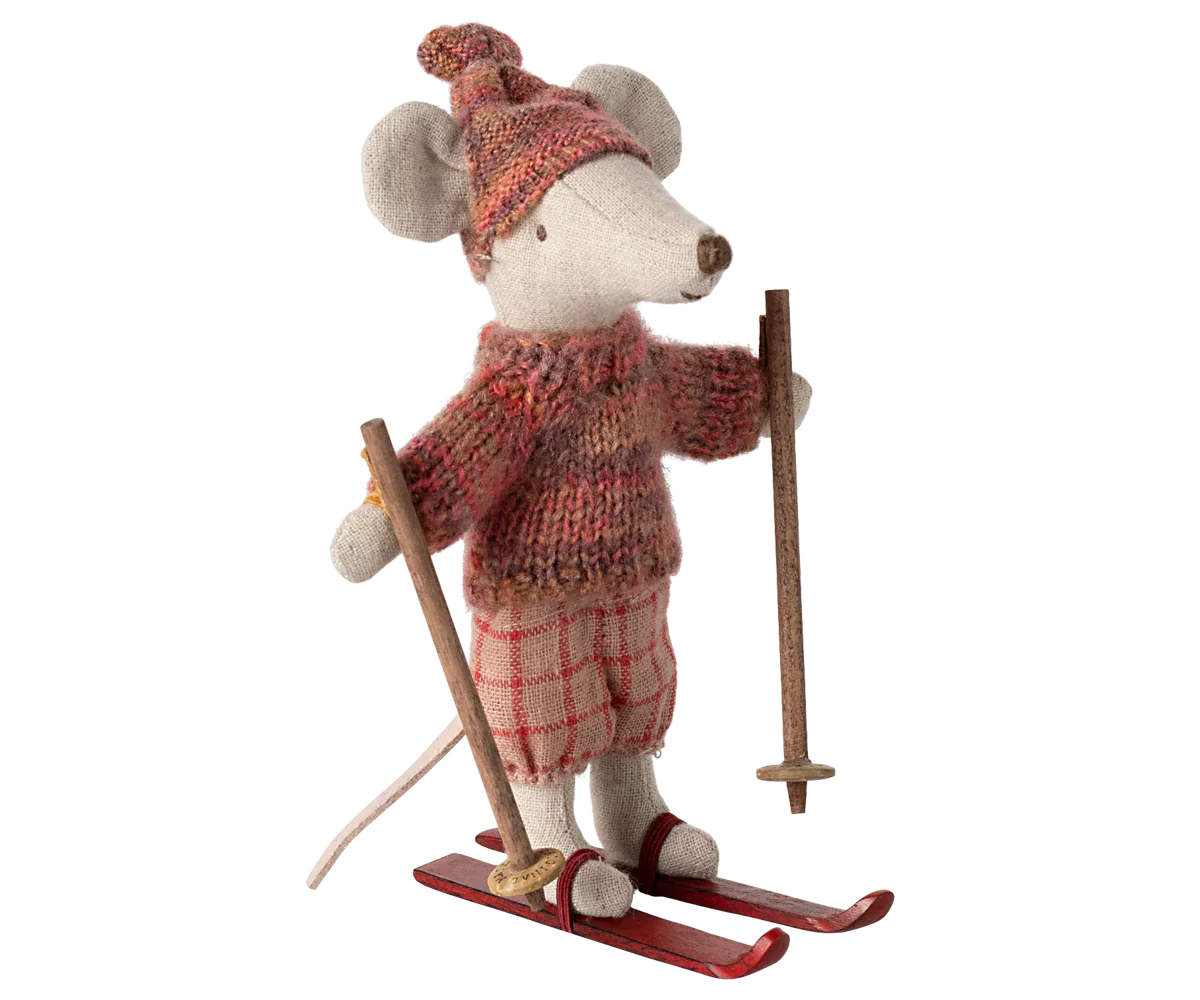 Maileg Winter mouse with ski set, Big sister - Rose