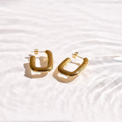 Rounded Square Hoop Earrings