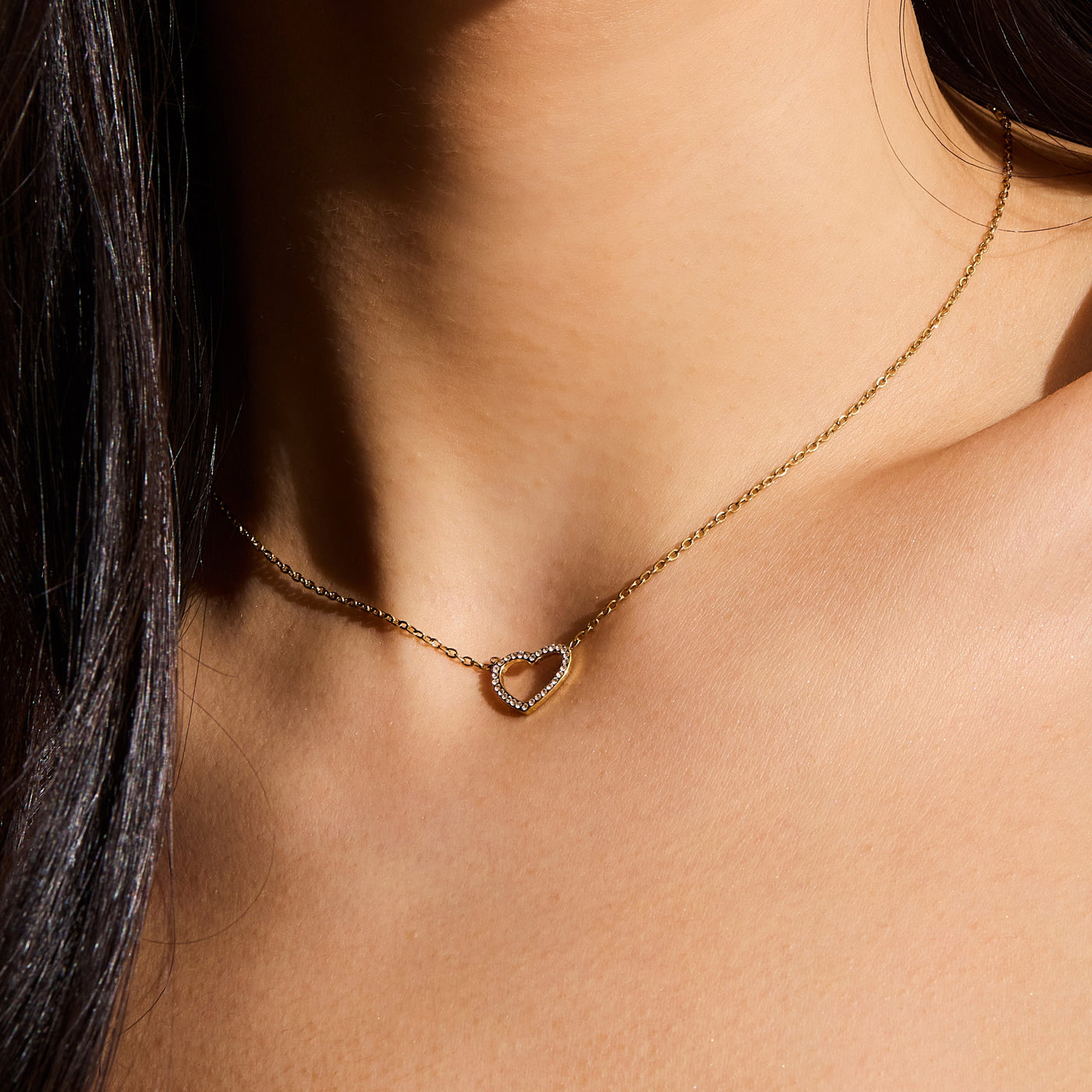 Crystal Heart Outline Necklace