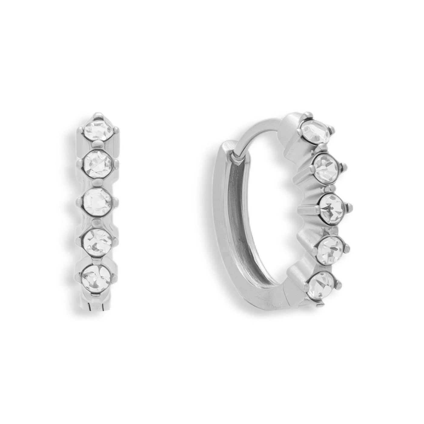 Crystal Row Huggie Hoop Earrings