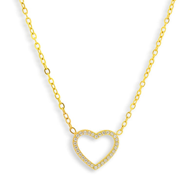 Crystal Heart Outline Necklace