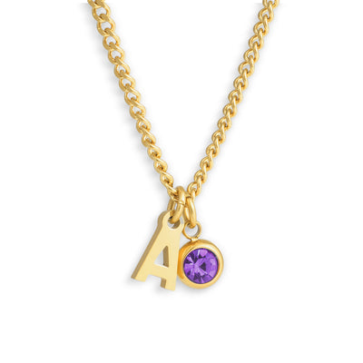 Custom/Personalized Initial Pendant Necklace w/ Birthstone
