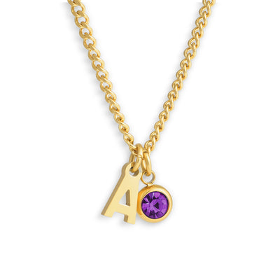 Custom/Personalized Initial Pendant Necklace w/ Birthstone