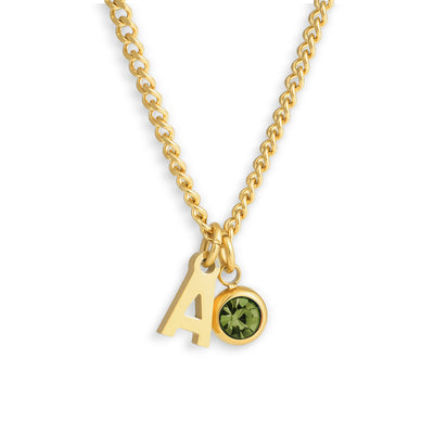 Custom/Personalized Initial Pendant Necklace w/ Birthstone